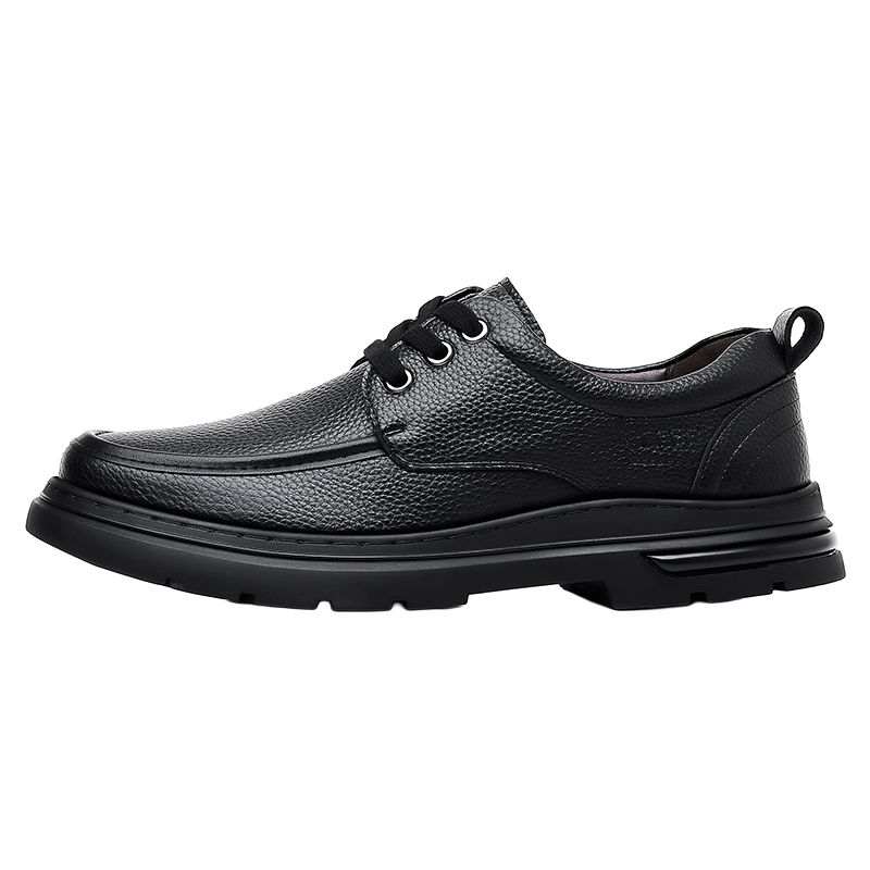 YINGLUNQISHI Top Grain Cow Leather Casual Shoes Men's Black