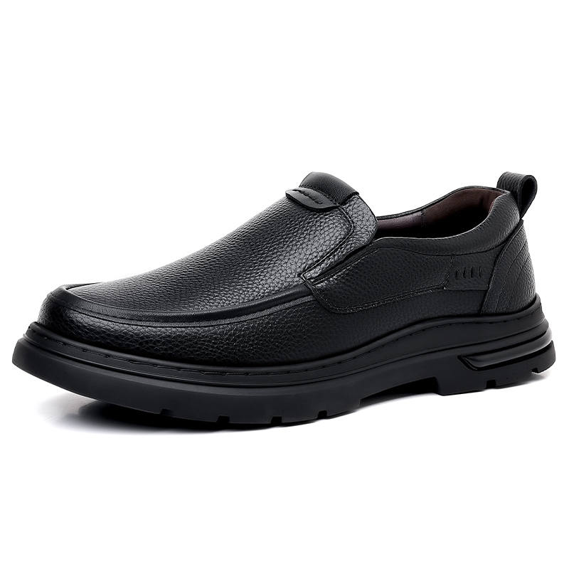 YINGLUNQISHI Top Grain Cow Leather Casual Shoes Men's Black
