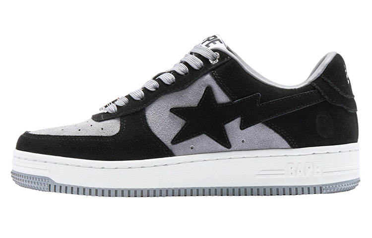 A BATHING APE STA Low top Stylish Skateboarding Shoes Women's Black White