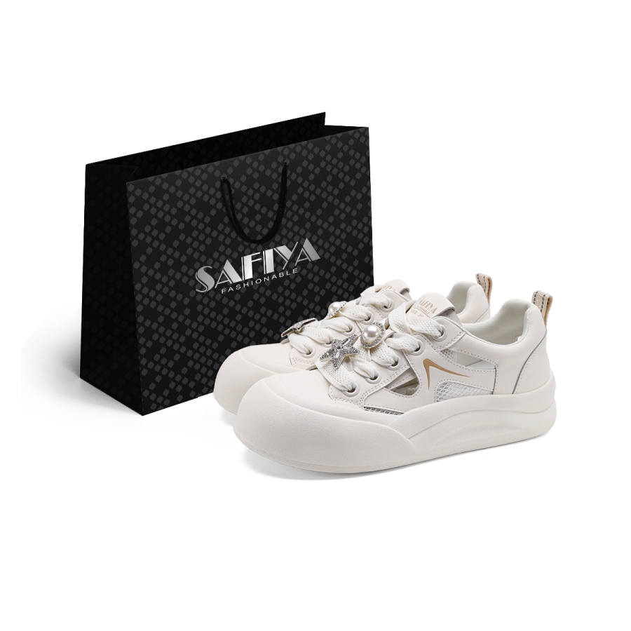 Safiya Cow Split Leather Low top Skateboard Shoes Women's