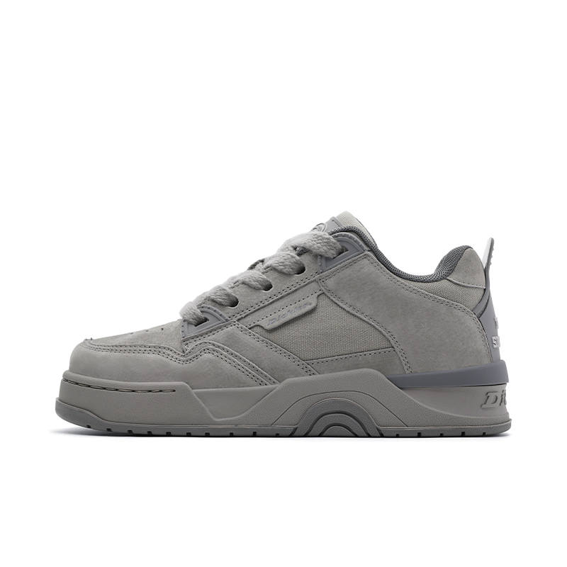 Dickies Textile, Split Cow Leather Abrasion Resistant Low top Skateboard Shoes Unisex Light Gray