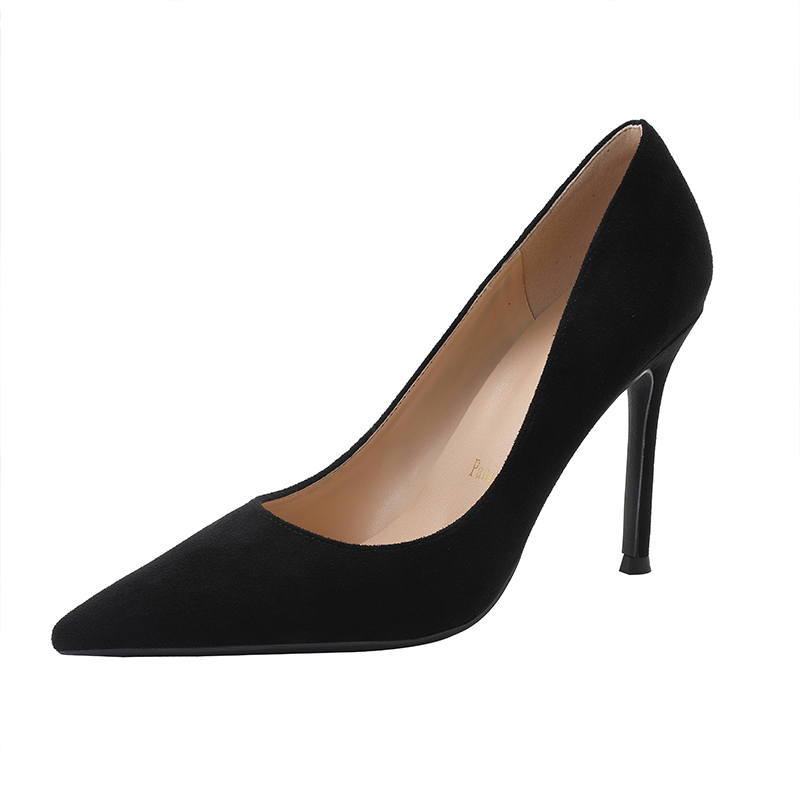 MIZAIJIA Suede Slim Heel High Heels Women's Black