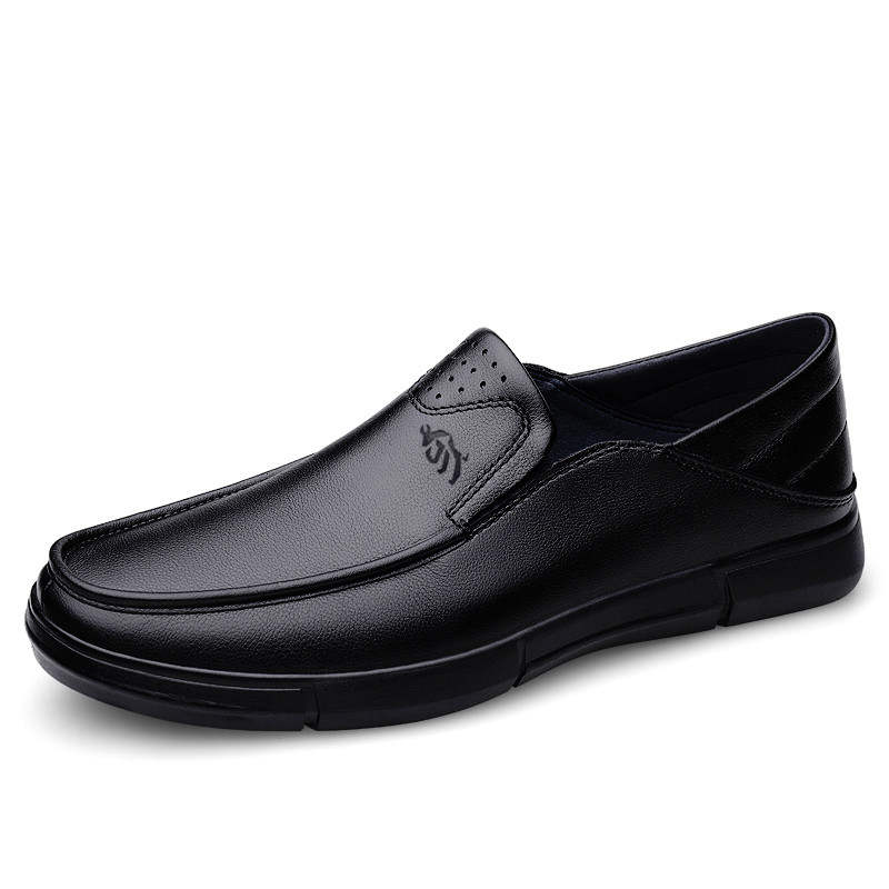 GONGNIULEITING Top Grain Cow Leather Casual Shoes Men's Black
