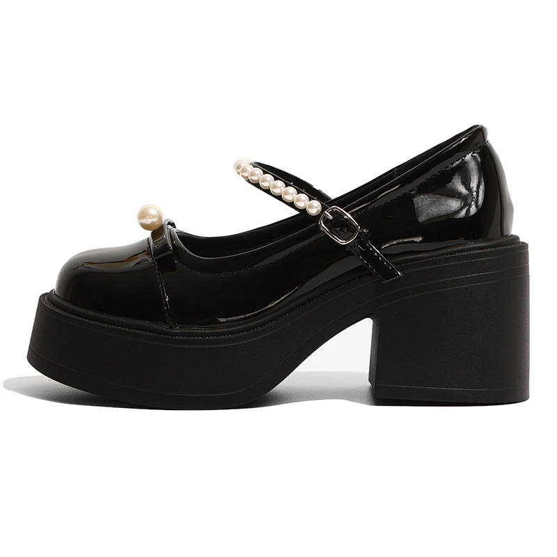 KEMANIKE Synthetic Leather Chunky Heel Mary Jane Shoes Women's