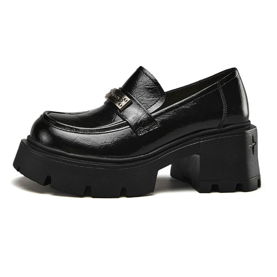 YEARCON Cow Leather Loafers 7cm Women's