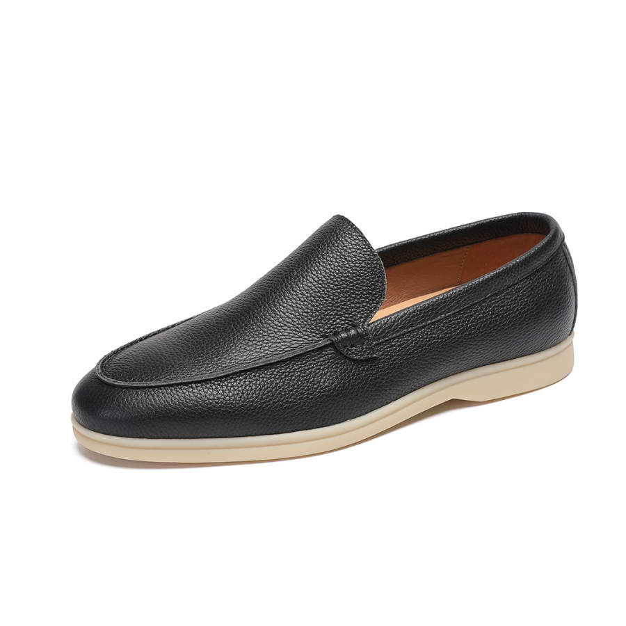 Devanro Devanro Casual Leather Shoes Men's Low Top Black