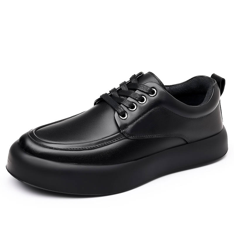 JANECO Top Grain Cow Leather Casual Shoes Men's Black