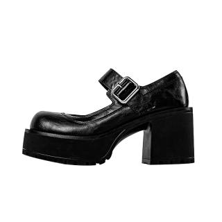 MIAOLV Microfiber Leather Chunky Heel Mary Jane Shoes 8cm Women's