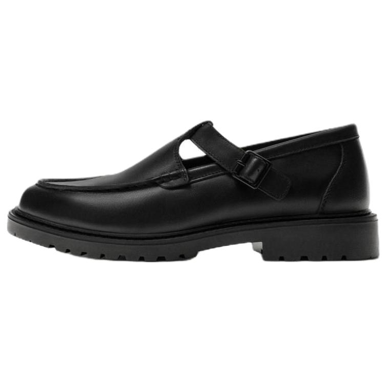 ZARA Cow Leather Platform Mary Jane Shoes Men's Black