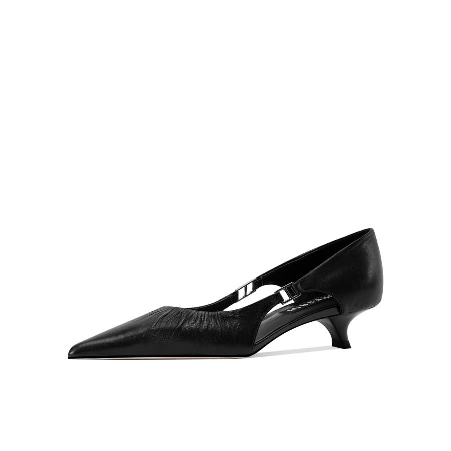 Shesrim Sheepskin Flared Heel High Heels Women's