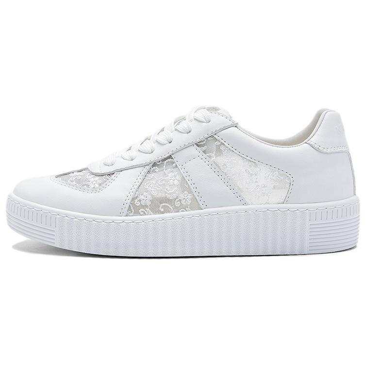 NINE WEST Cow Leather Low top Skateboard Shoes Women's White