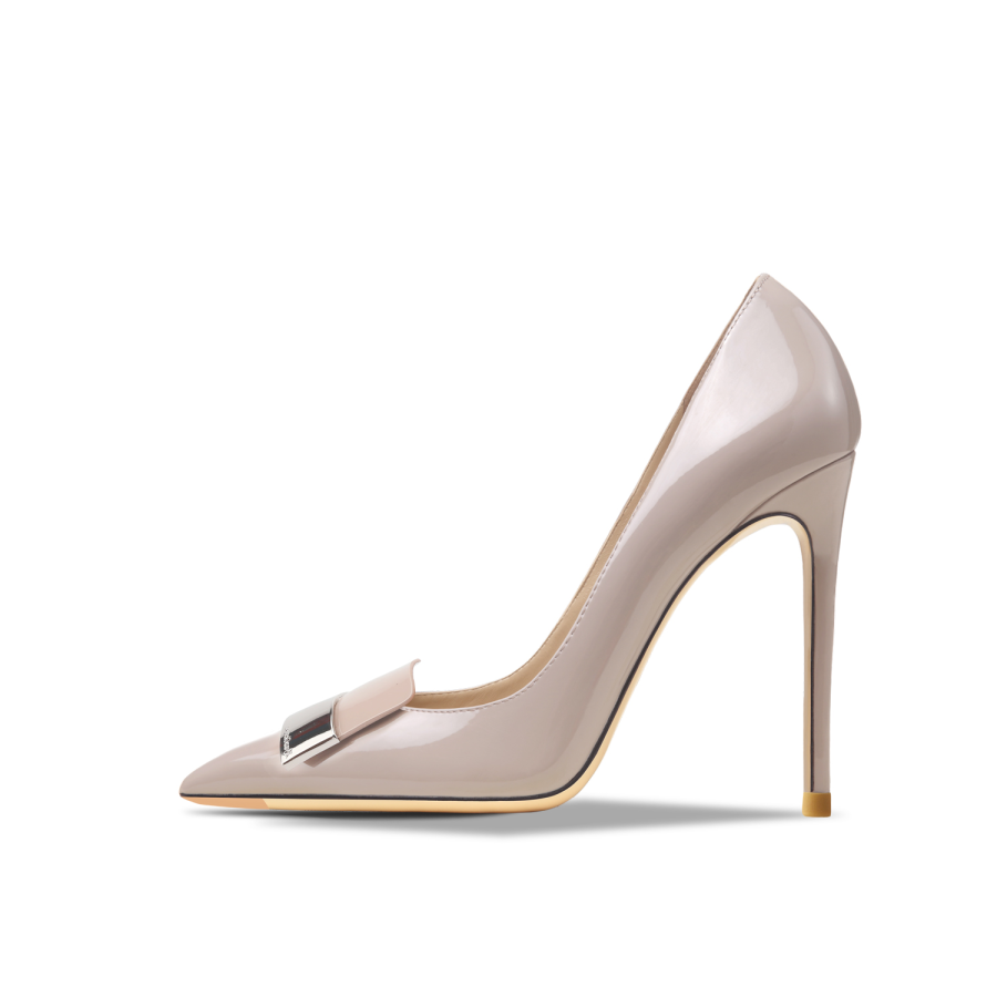 Suyymakk Slim Heel High Heels Women's Nude Gray