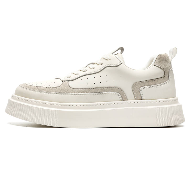 MINGYITU Cow Leather Abrasion Resistant Breathable Abrasion Resistant Breathable Low top Skateboard Shoes Men's White