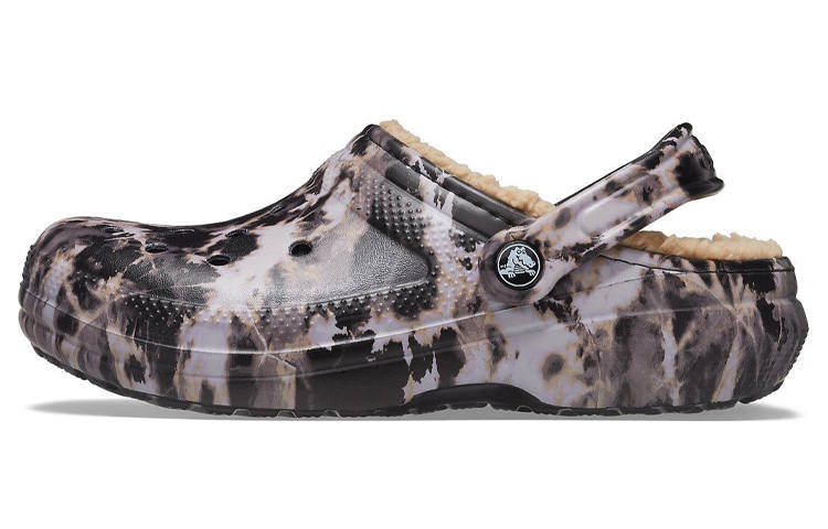 Crocs Crocs Classic Lined Bleach Dye Clogs 'Black White Beige'