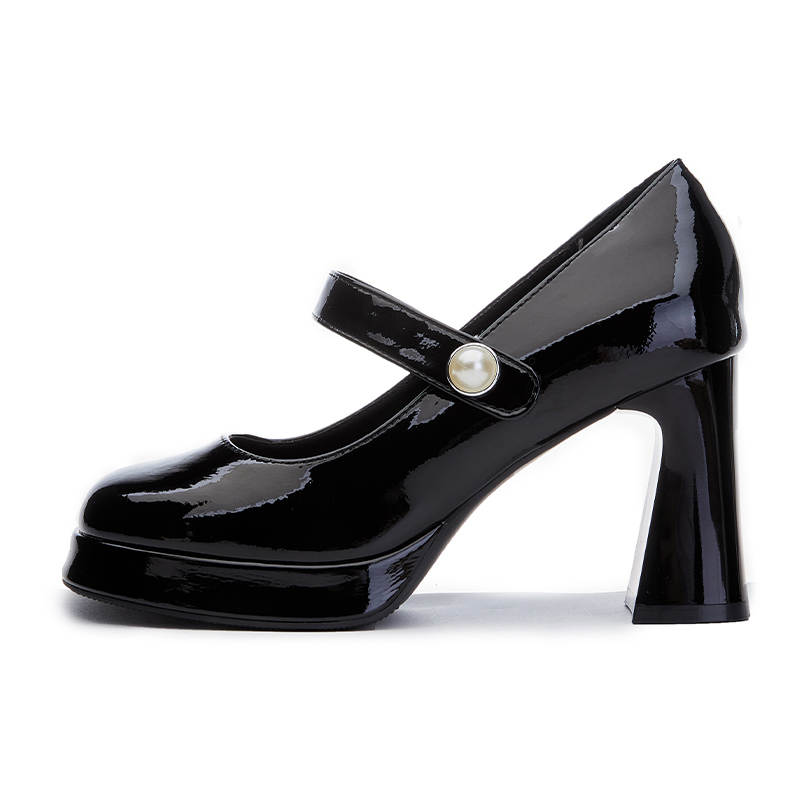 POOQ Pu Chunky Heel High Heels Women's