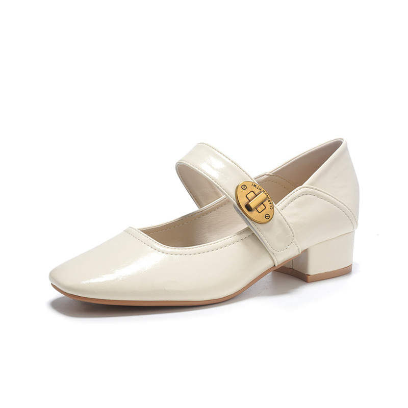 TATAYA Microfiber Leather Chunky Heel Mary Jane Shoes Women's