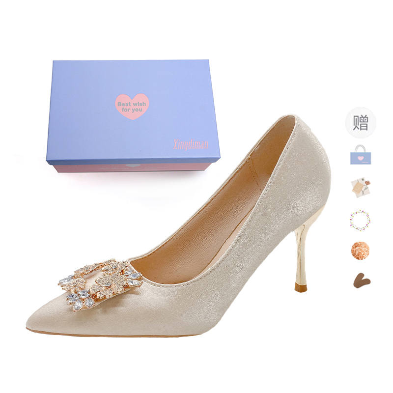 Xingdiman Pu Slim Heel High Heels Women's Light Champagne