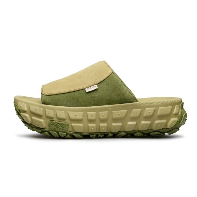 AU&MU Leather Patchwork Quiet Slide Slippers Women's