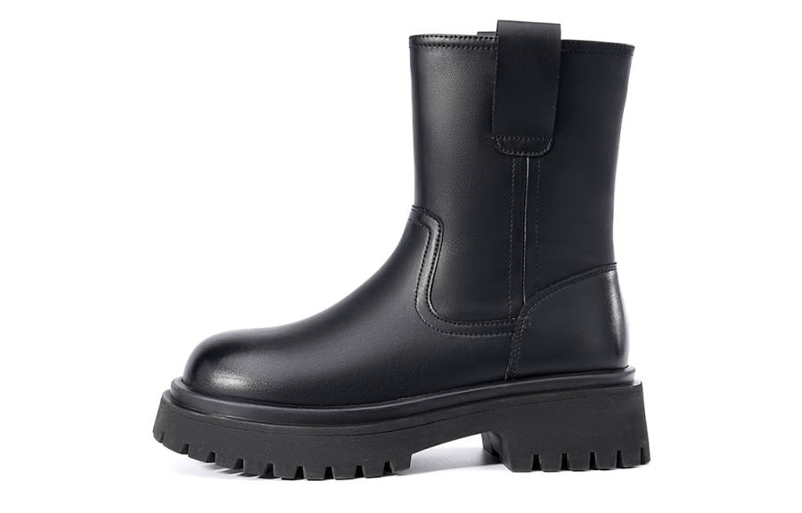 EBLAN EBLAN Leather Comfortable And Versatile, Fleece Lined Platform Ankle Boots Women's Black