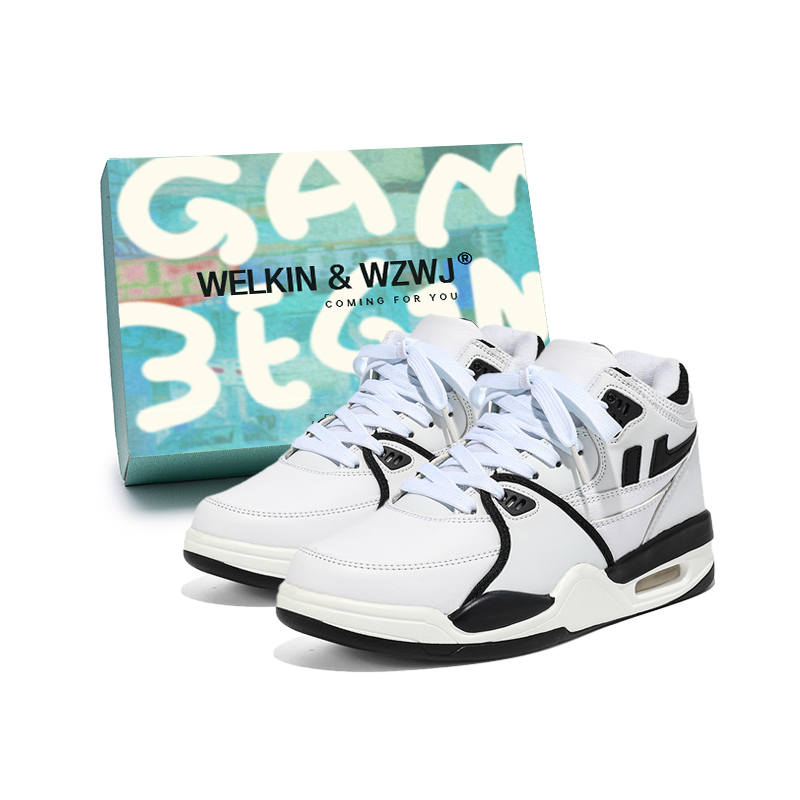 WELKIN&WZWJ Slip Resistant Slip Resistant Low top Skateboard Shoes Unisex White Black