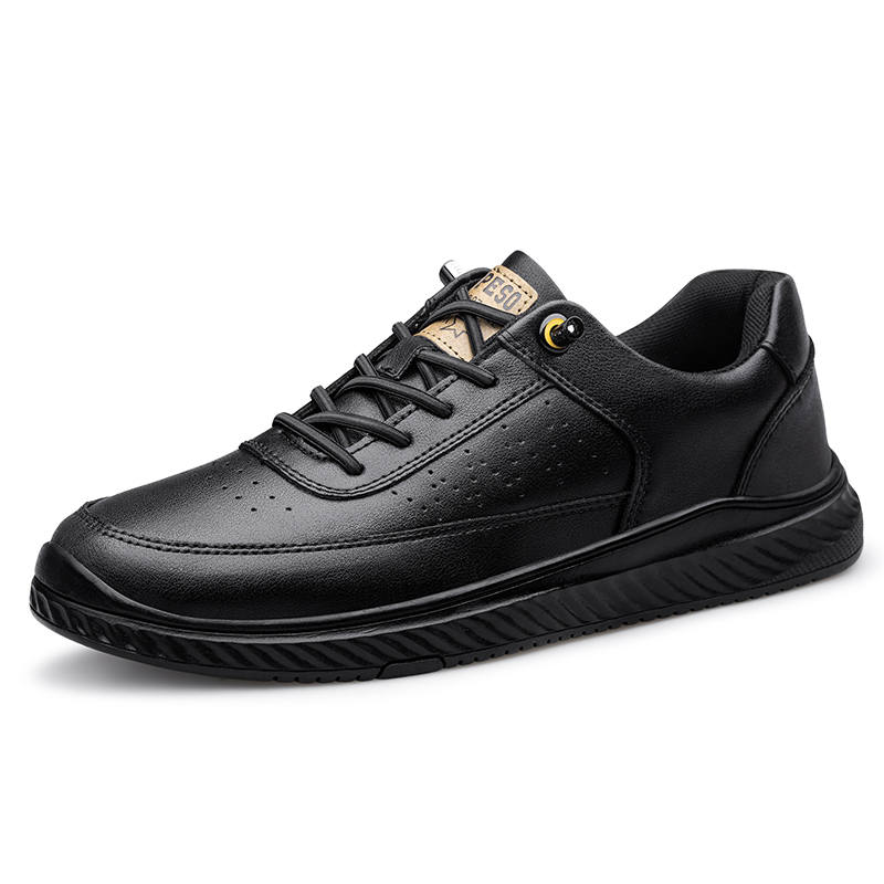 GONGNIULEITING Cow Split Leather Commute Fashion Fleece Lined Low top Skateboard Shoes Men's