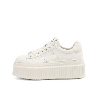 BOERDIQI White Sneakers Top Grain Cow Leather Lightweight Height Increasing Lightweight Height Increasing Low top