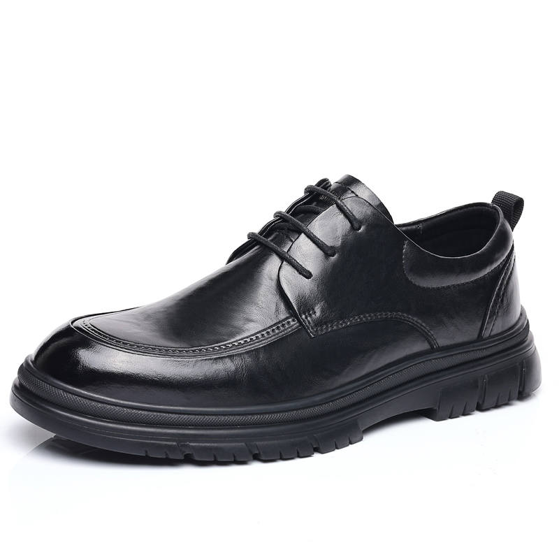 YIMINU Casual Leather Shoes Men's Low Top Black