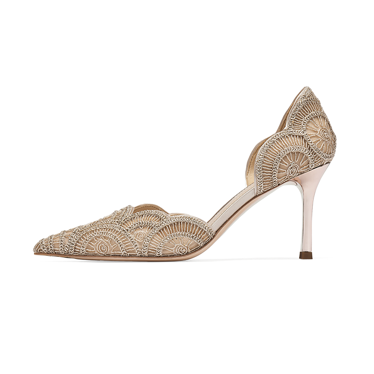 73Hours Rose Girlish Fabric Slim Heel High Heels 8cm Women's