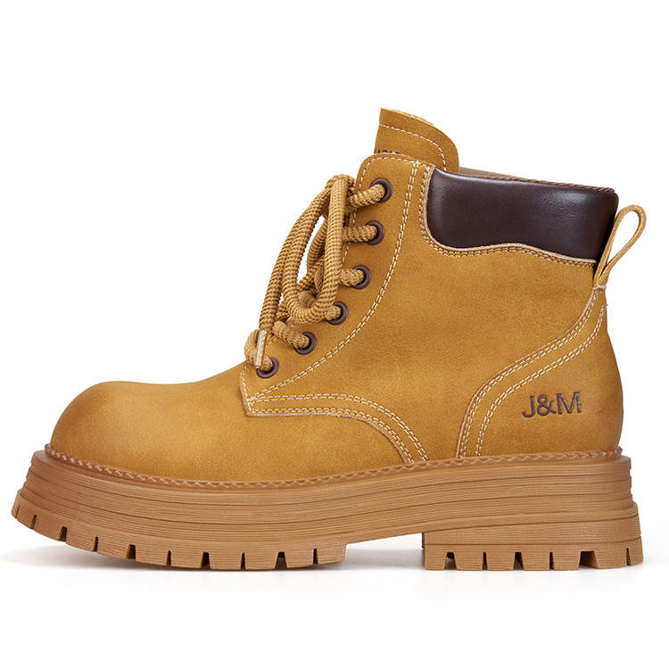 Joy&Mario Yellow Boots Cow Leather 18cm Combat Boots 4cm Women's