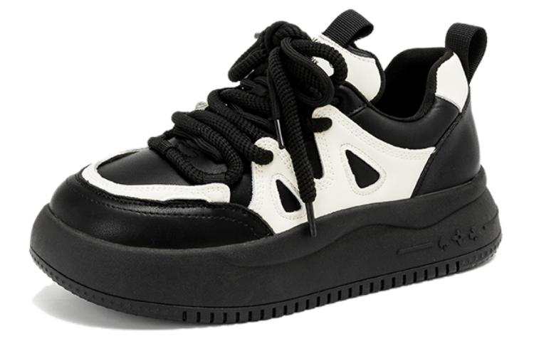 AOKANG Synthetic Leather Low top Skateboard Shoes Women's Black White