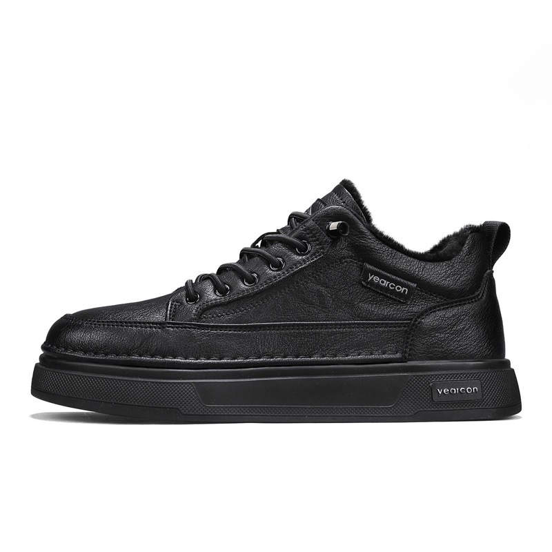 YEARCON Insulated Shoes Men's Low Top Black, Chestnut Brown