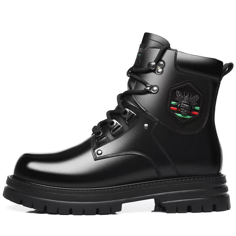 LUOMAIKE LUOMAIKE Leather Short Combat Boots Men's Black