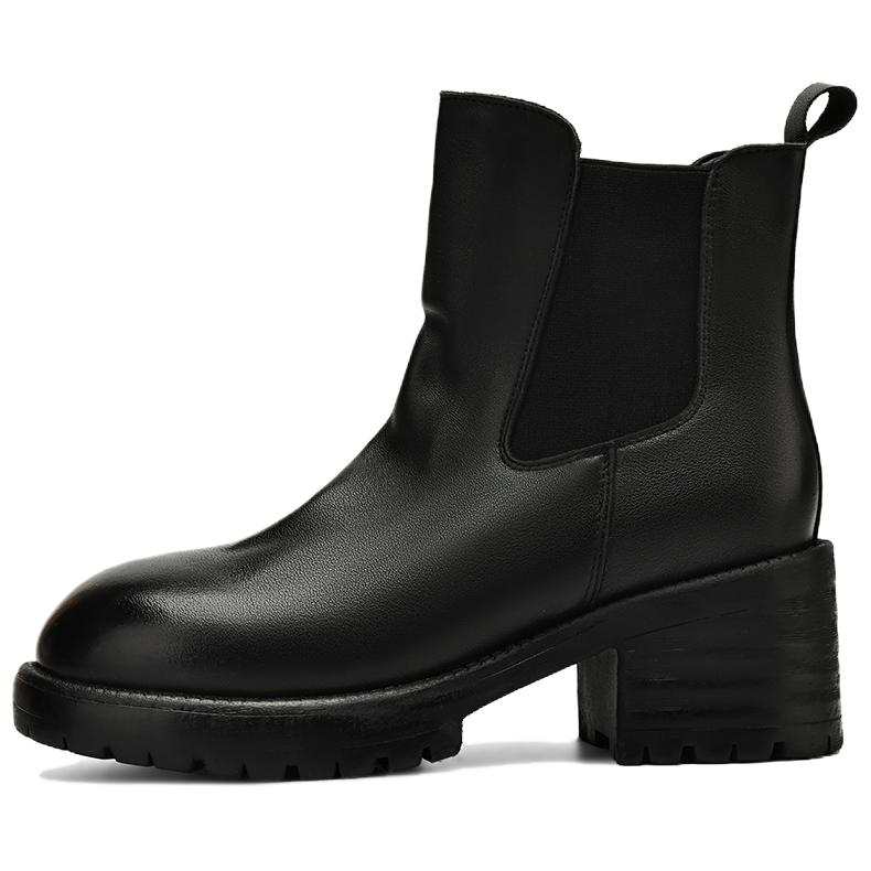 BOERDIQI Top Grain Cow Leather Short Chelsea Boots 6CM Women's
