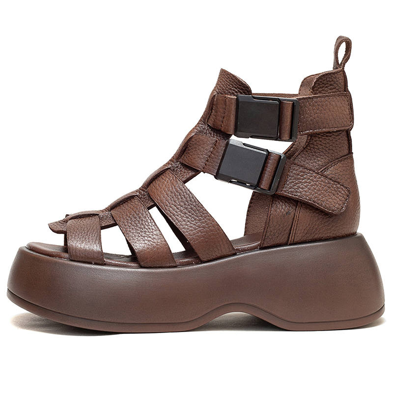 JIEZHOU Top Grain Cow Leather Roman Sandals Women's