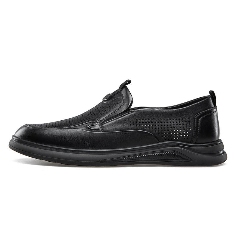 KANGNAI Casual Leather Shoes Men's Low Top Black/Brown