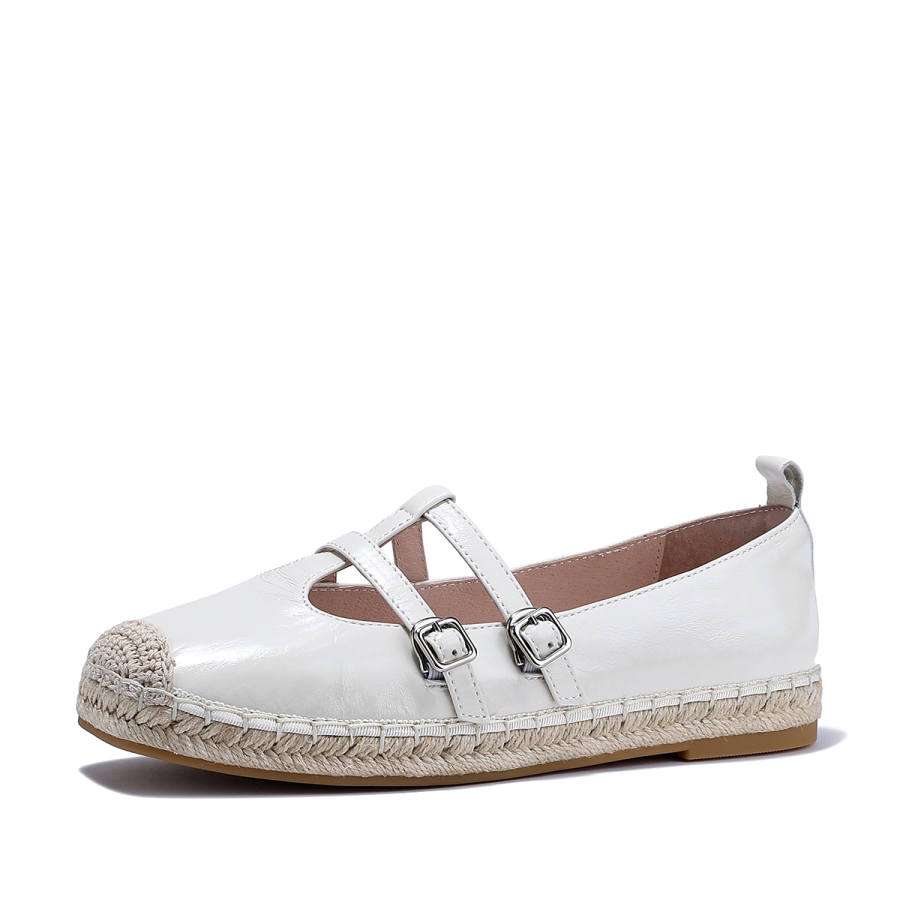 BELLALILY Flat Shoes Top Grain Cow Leather Espadrilles Women's