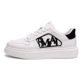 SHENGDAQISHI Top Grain Cow Leather Breathable And Wear resistant Low top Men's Casual Shoes Men's White