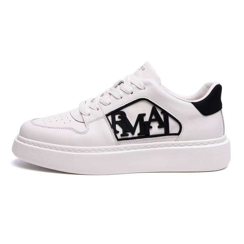 SHENGDAQISHI Top Grain Cow Leather Breathable And Wear resistant Low top Men's Casual Shoes Men's White