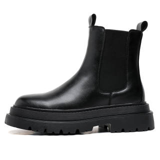 RANQI Microfiber Leather Chelsea Boots Men's Black