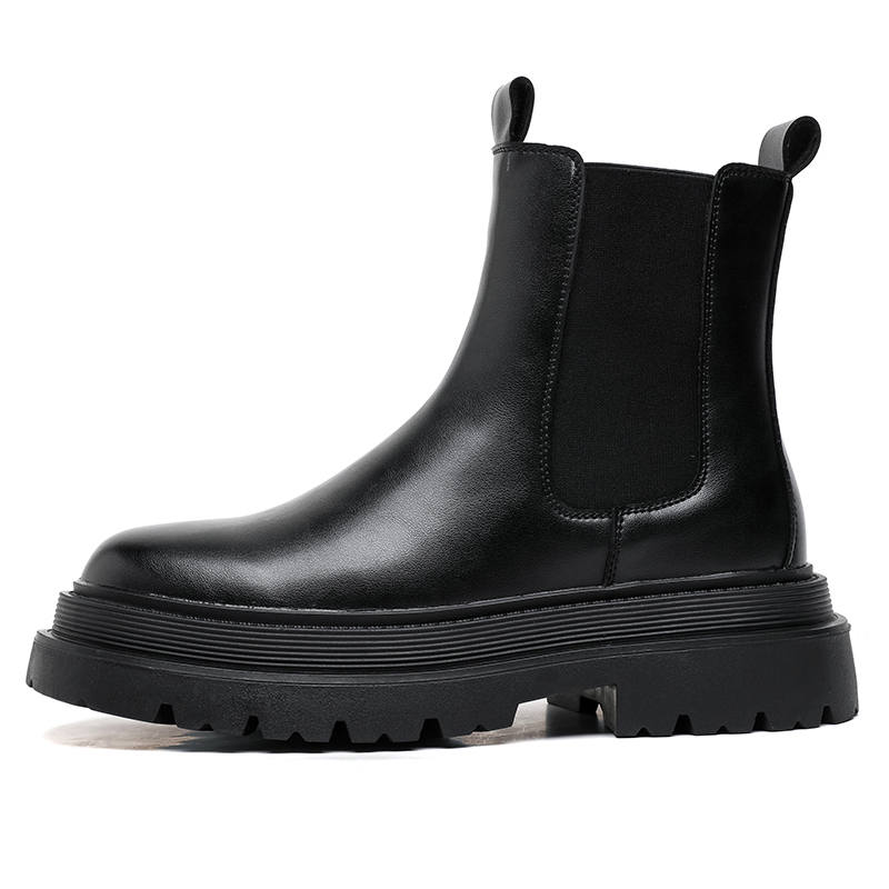 RANQI Microfiber Leather Chelsea Boots Men's Black
