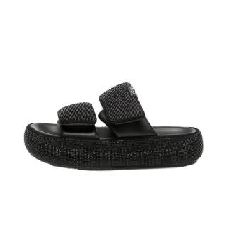 WOOS BOBO Rubber Sole Rhinestone Cushioning Slide Slippers Women's