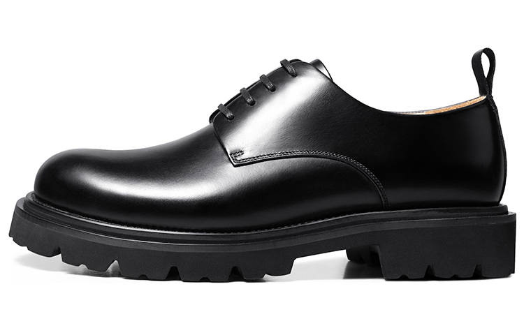 THOM WILLS Cleanfit Business Old Money Style Commute Versatile Calfskin Chunky Derby Shoes Casual Shoes Men's Black