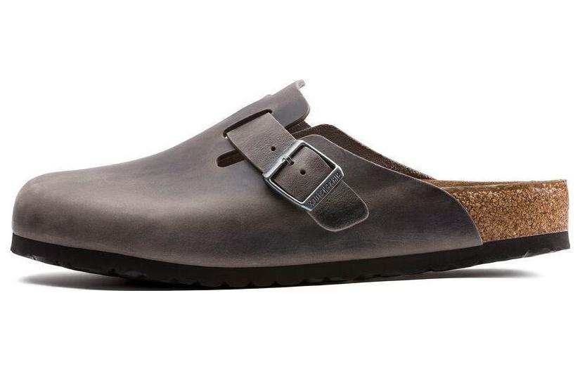 Birkenstock Boston Birkenstock Soft Footbed Oiled Leather Narrow 'Iron'