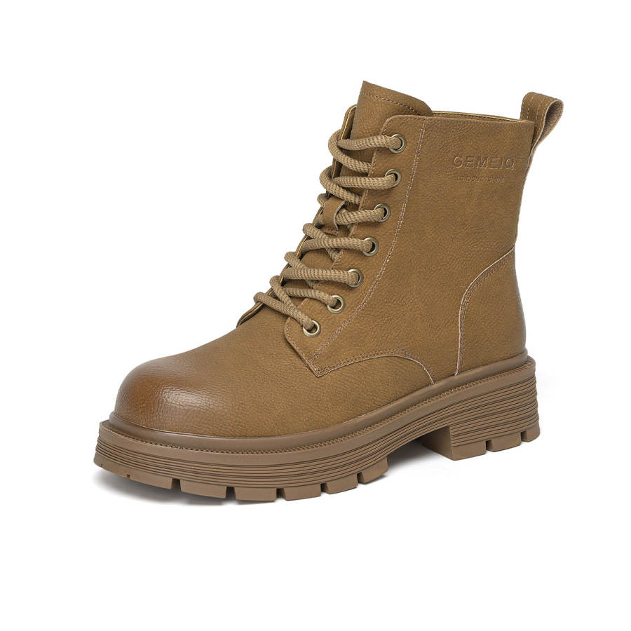 GEMEIQ GEMEIQ Synthetic Leather Short Combat Boots Women's