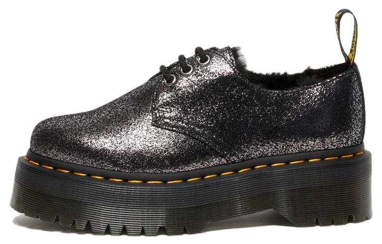 Dr.Martens Dr. Martens 1461 Faux Fur Lined Metallic Leather Platform Shoes 'Black'