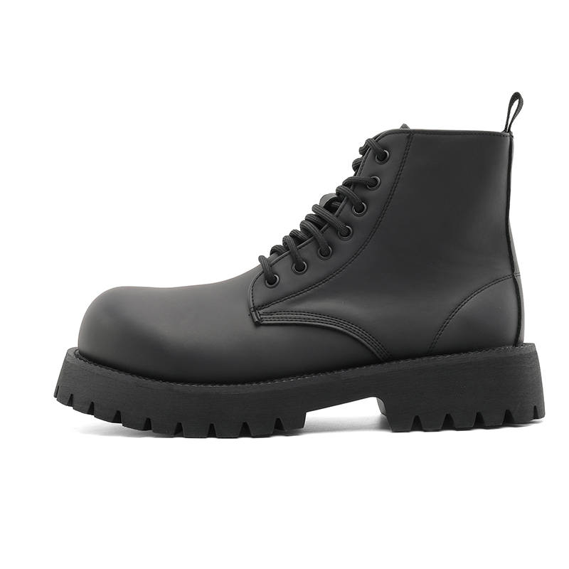 ZHENRAN ZHENRAN Microfiber Leather Combat Boots Men's Black
