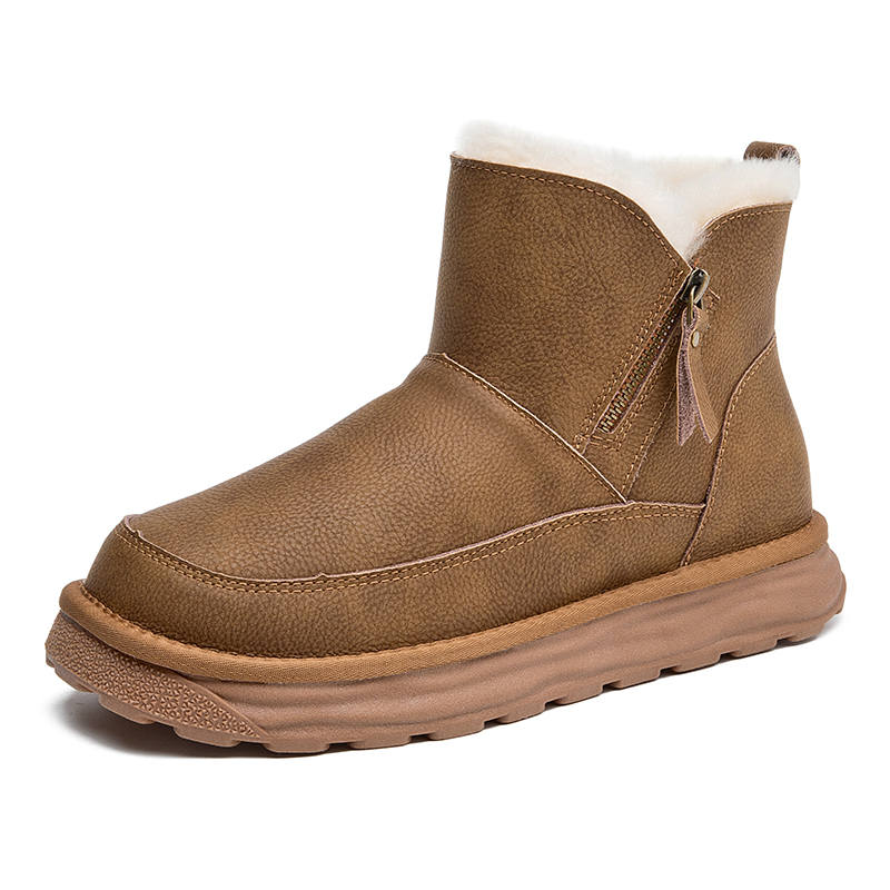 GONGNIUMEILI Thickened And Fleece Lined Thermal Platform Slip Resistant Short Snow Boots Men's