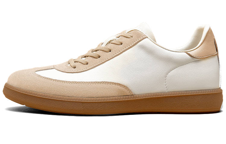 Beau Today Cow Leather Stylish Skateboarding Shoes Men's White Brown