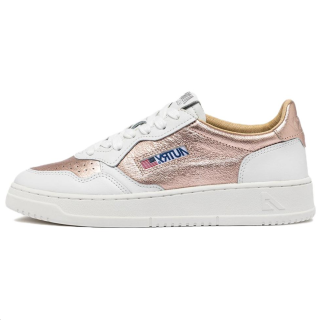 AUTRY BASKETS MEDALIST Sheepskin Slip Resistant Abrasion Resistant Low top Skateboard Shoes Women's White Gold