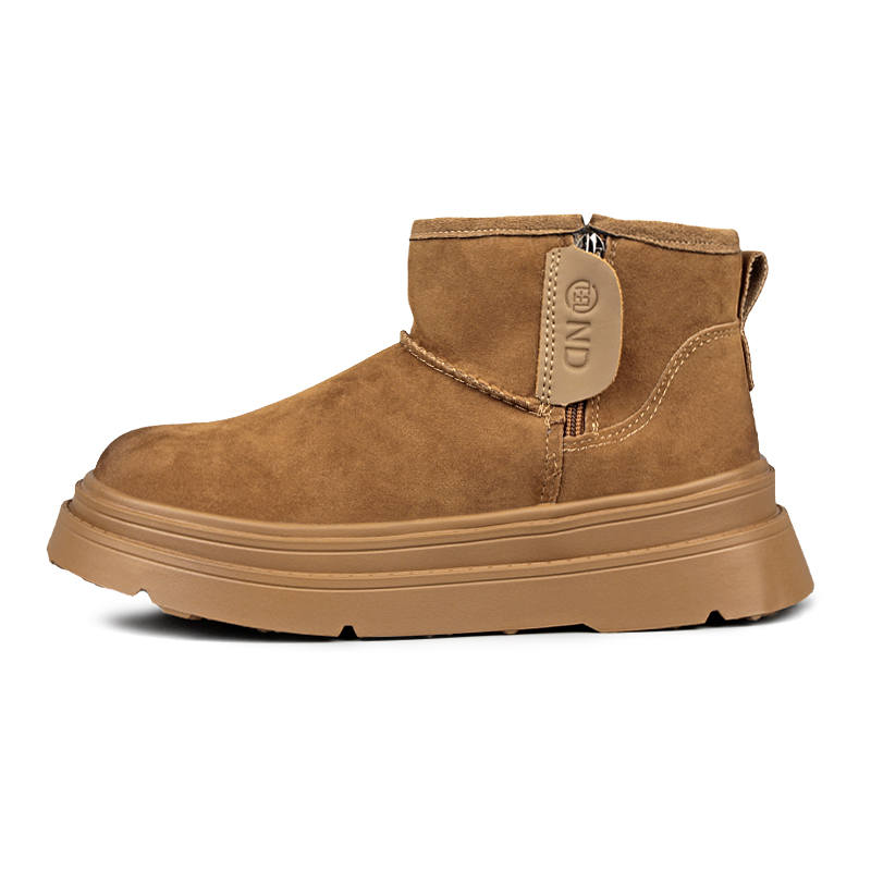 N6N8 Suede Thermal Abrasion Resistant Slip Resistant Thickened And Fleece Lined Insulated Shoes, Platform Side Zipper
